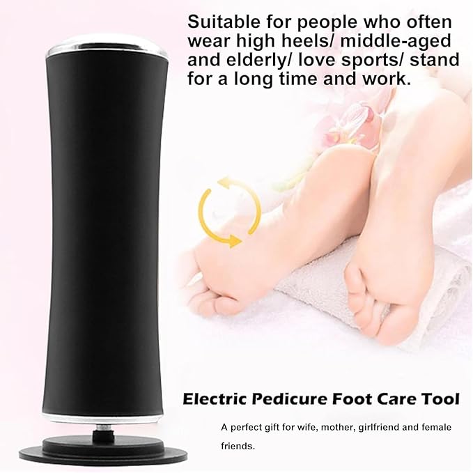 Electric Callus Remover, Foot Sander, Enhanced Pedicure Tool with Speed Controller and 60 Spare Sanding Discs for Men and Women, removes calluses, Dead and Dry Skin, Pink and Black Color. (Black)