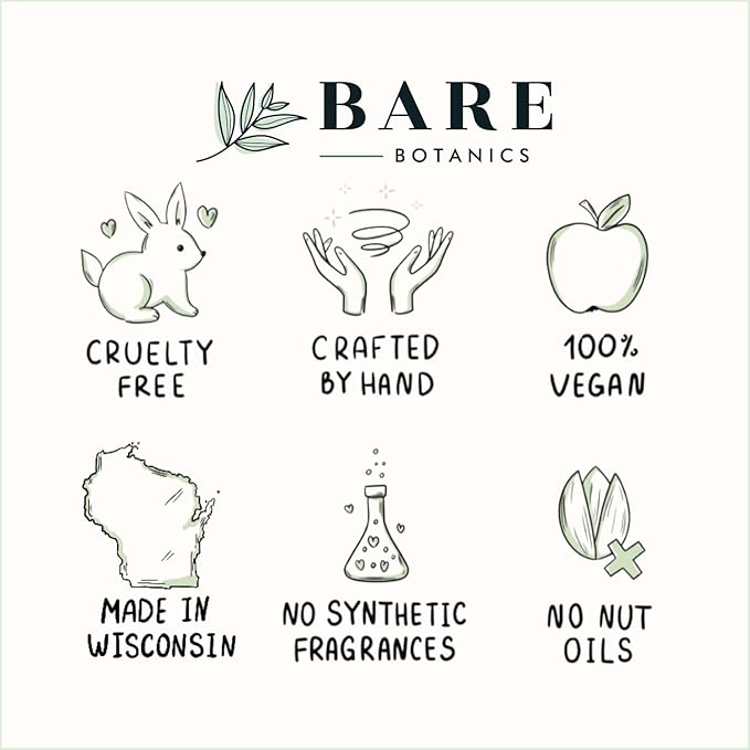 Bare Botanics 3 pc Body Scrub Gift Set - Ready to Gift Naturally Scented Sea Salt Scrub Made in Madison, WI - Formulated w/Skin Loving Moisturizers - Vegan, Cruelty Free Exfoliator w/a Cute Spoon