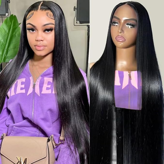 30 Inch 13x6 Lace Front Wigs Human Hair 180% Density Straight HD Lace Front Wigs Human Hair Pre Plucked Straight Frontal Wigs Human Hair Gluless Wigs for Women with Baby Hair