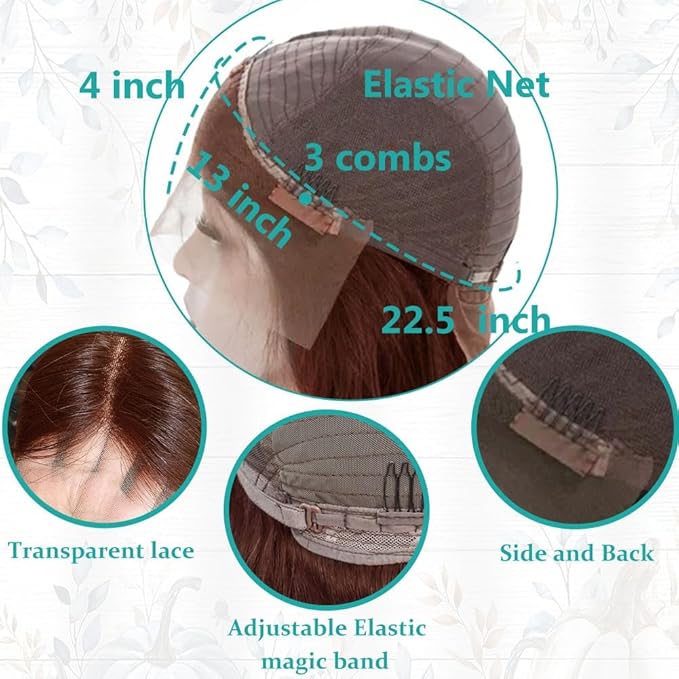 Azkiu Brown Body Wave Lace Front Wigs Human Hair Wigs HD Lace Front Wig Human Hair Pre Plucked with Baby Hair 150 Density Brazilian Virgin Transparent Lace Front Wig Colored (22 Inch)