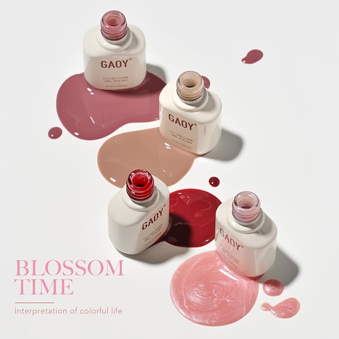 GAOY 23 Pcs Gel Nail Polish Kit, Nude Pink Glitter UV Gel Polish Set with Glossy & Matte Top Coat and Base Coat for Nail Art Home DIY