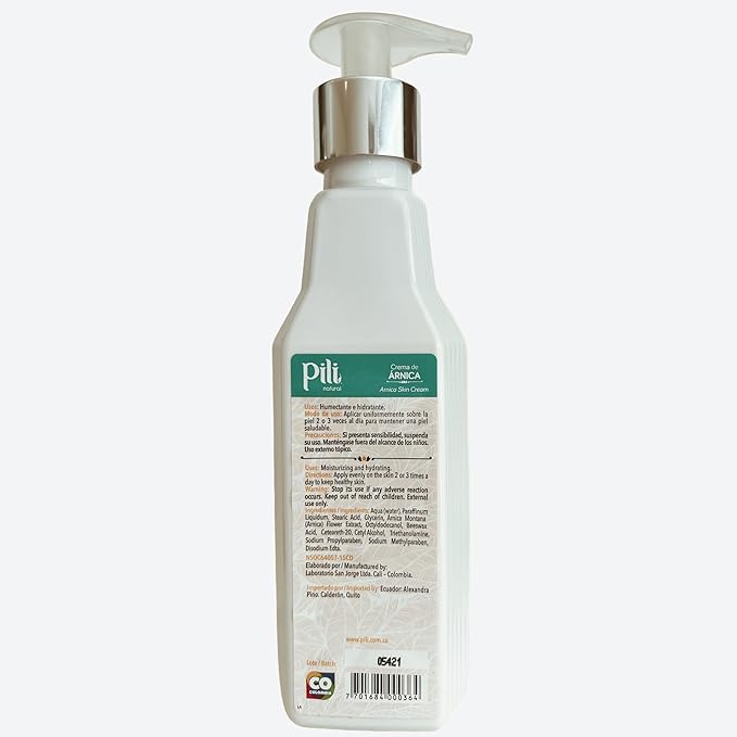 Pili Arnica Cream 8.4 oz. Deep Hydration & Soothing Relief for Dry, Rough Skin & Discoloration. Lightweight Face, Hand & Body Moisturizer – Crema de arnica, Non-Greasy & Fast Absorbing.