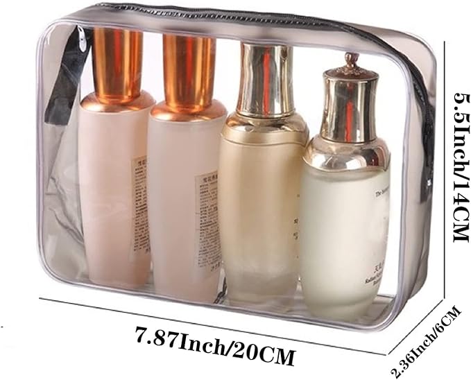 20 Packs Clear Cosmetics Bags for Women Men Waterproof Toiletry Bags PVC Makeup Bags Organizer Case with Zipper for Travel Bathroom (Black)