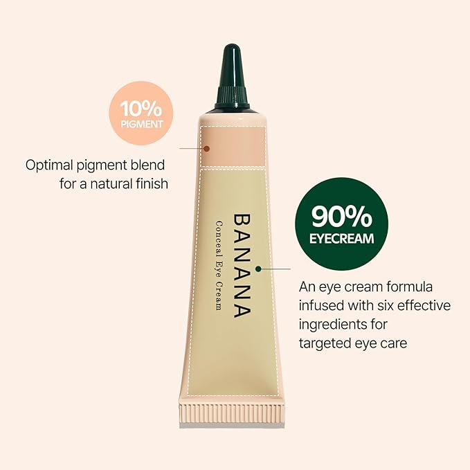 BANANA Conceal Cream, All-in-one 48 HR Hydration Day Eye Cream with Color Correcting with Panthenol, Vitamin C&E, Helps Reduce the Appearance of Fine Lines, Sheer Coverage, 0.52 oz