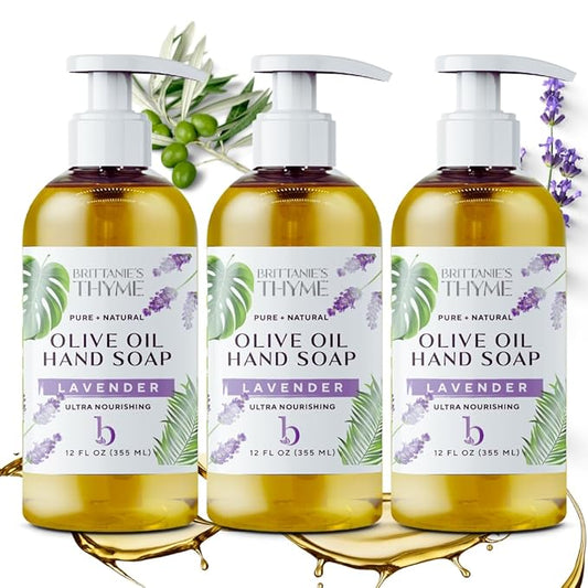 Brittanie’s Pure Castile Liquid Soap Refill, Lavender, 12 Ounce 3 Pack | Dish Soap, Hair & Body, Home, Gentle and Pure, Made with Natural Luxurious Oils, Vegan & Gluten Free Non-GMO