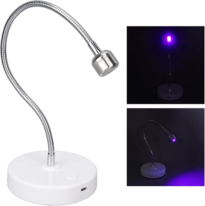UV LED Nail Lamp, 3W USB Professional Nail Dryer with 360° Rotatable Gooseneck, Fast Drying Portable Gel Nail Polish Curing Lamp Built in 1000mAh Battery for Home, Nail Salon,