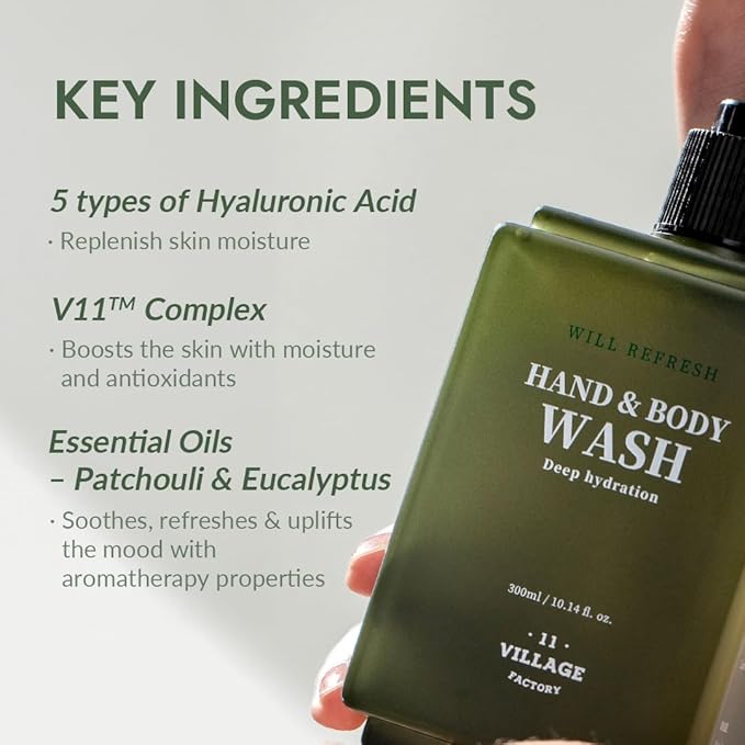 Will Refresh Hand and Body Wash (300ml/10.14 fl.oz.) Premium Home Spa, Aromatherapy (Eucalyptus and Patchouli)