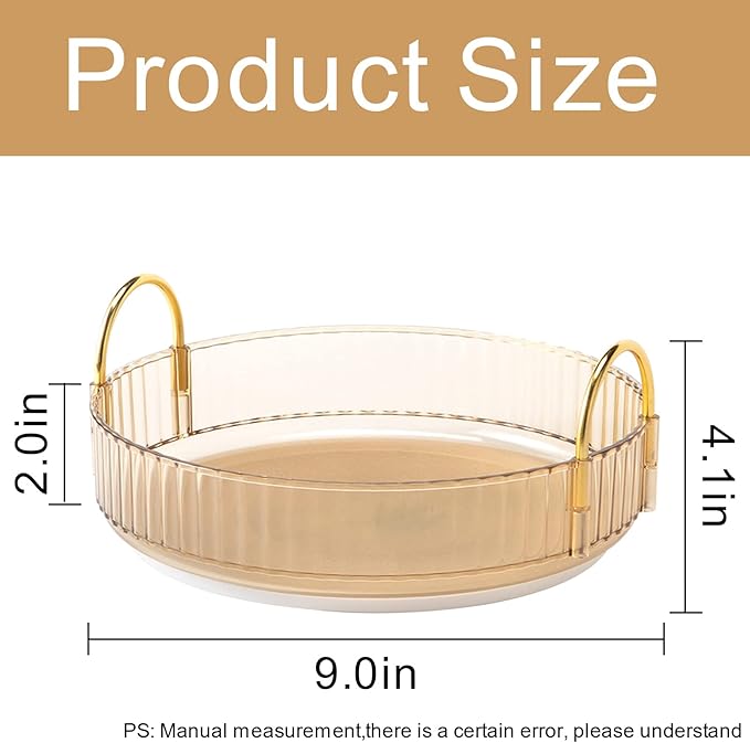 360° Rotating Makeup Organizer, Bathroom Make Up Spinning Holder Rack, Large Capacity Cosmetics Storage Vanity Shelf Countertop, Fits Cosmetics, Perfume, Skincare, Lipsticks(1 Tier, Yellow)