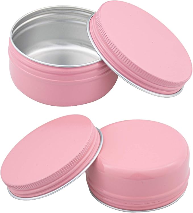 Foraineam 60 Pack 50ml Round Tins Pink Tin Cans Containers with Screw Top Lids