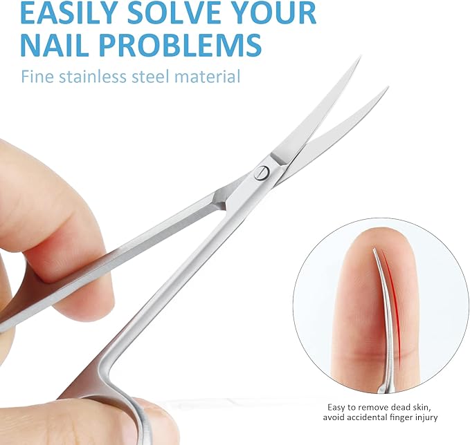 Cuticle Scissors for Women and Men Curved Stainless Steel with Tip Grooming Blades Manicure Nail for Dry Skin Nail Scissors (2)