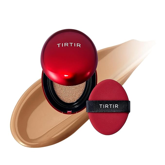[*Mini Size*] TIRTIR Mask Fit Red Cushion Foundation | Full coverage, Weightless, Skin fit, Satin Glow Finish, Korean Makeup Cushion Foundation (#34N Pecan, 0.15 Fl Oz)