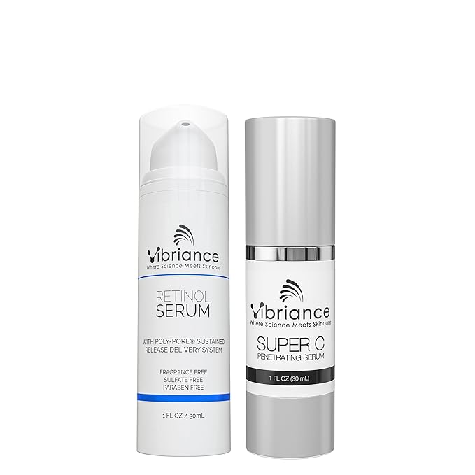 Vibriance Dynamic Duo Skincare Bundle | Super C Vitamin Serum, Retinol Skin Care Set - Age-Defying Night and Day Retinol and Vitamin C Serum for Face Routine Skincare Kit