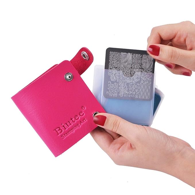 Biutee Nail Stamping Plates Set - 12pcs Templates, 8 Colors, Stamper, Scraper, Storage Bag - Animal & Flower Design Nail Art Plates