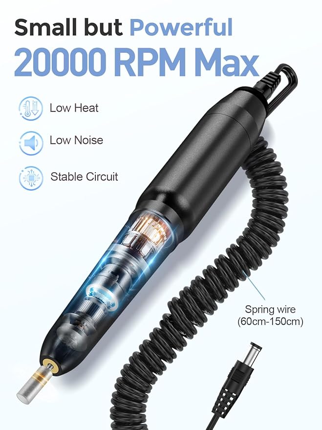 Subay Nail Drill Machine Electric File, Portable for Acrylic Gel Dip Powder Nails, Nail Drill Kit for Manicure Pedicure, Nail Set with Everything, Rose Pink (Silvery)