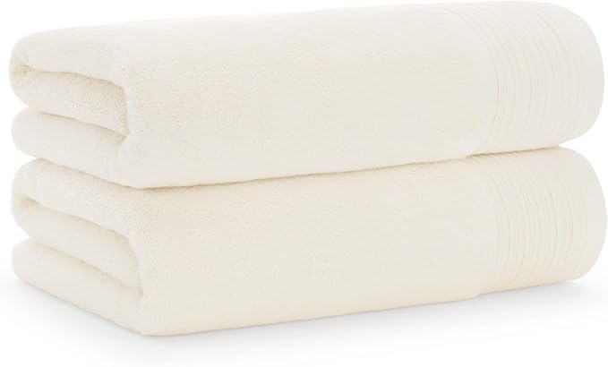 Aston & Arden Anatolia Turkish Bath Towels - Pack of 2-100% Ring Spun Cotton, Soft Plush Absorbent, 600 GSM Low Twist Weave, Premium Towel for Hotel, Spa, Bathroom, 30 x 60 in, Tusk Ivory