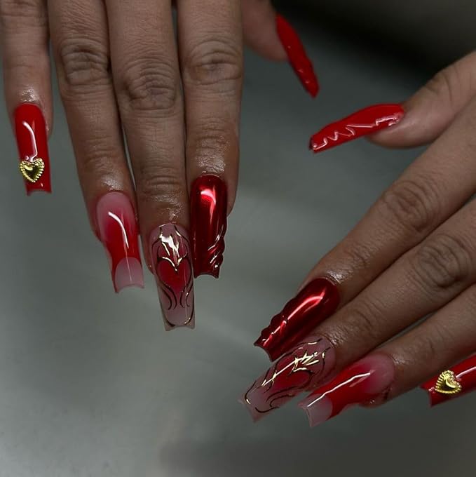 Tipex Gel Nail Tips Kit,Pre-etched Acrylic Hard Nail Tips Set for Beginners,Long Coffin Full Cover Press On Nails,Deep C Curve Flat Nails,UV Nail+Glue+LED Lamp+Base Gel