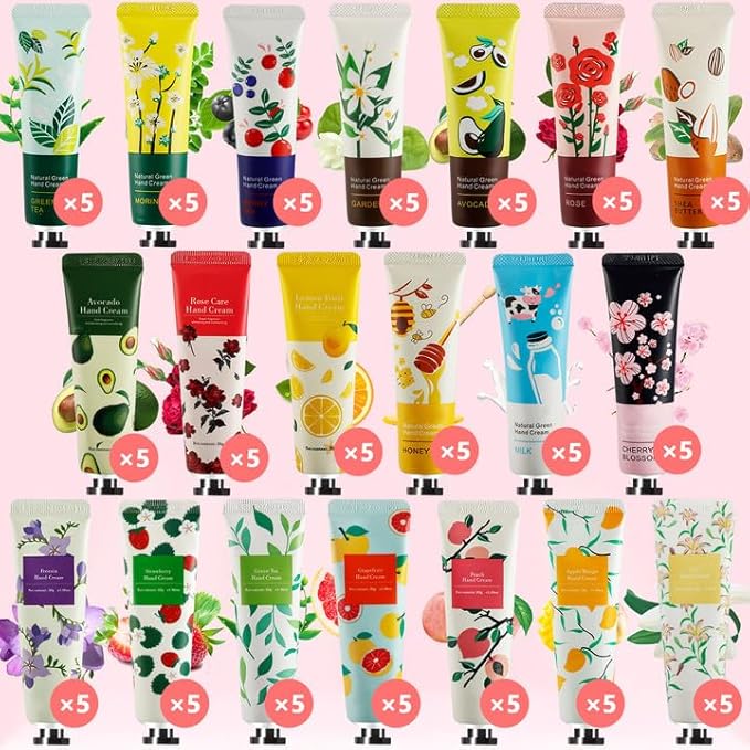 100 Pack Hand Cream for Women, Moisturizing Mini Hand Lotion, Bulk Hand Lotion Travel Size for Dry Cracked Hands, Natural Plant Fragrance Hand Care Cream For Mothers Day Gifts, 20 Styles