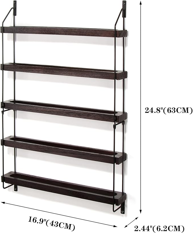 THYGIFTREE Essential Oil Storage Shelf Wall Mounted Wooden Essential Oil Collection Display Rack Organizer 5 Tiers Holds 75 Bottles, Nail Polish Holder Paint Organizer