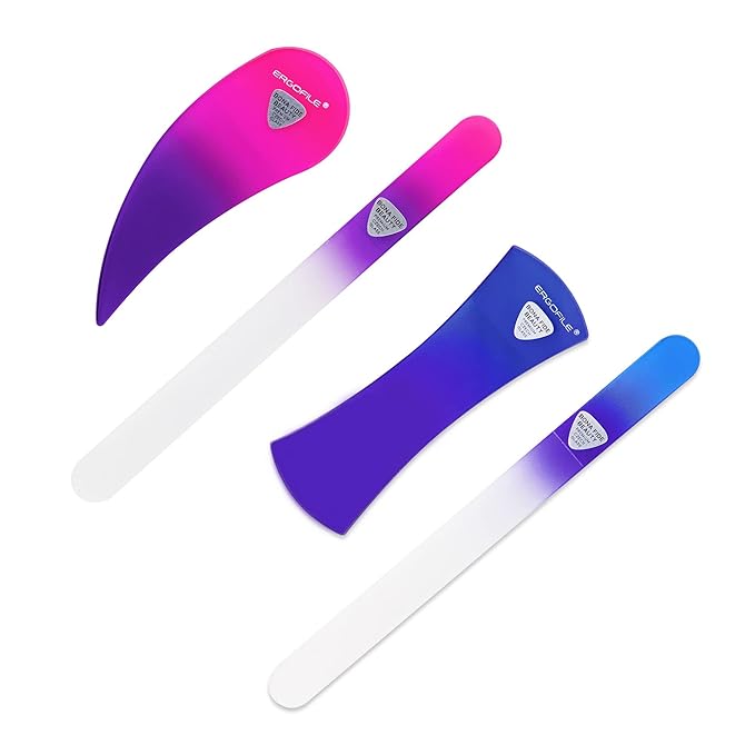 BONA FIDE BEAUTY Czech Glass Nail File Set, Ergo Nail File Value Bundle - His and Hers Gifts