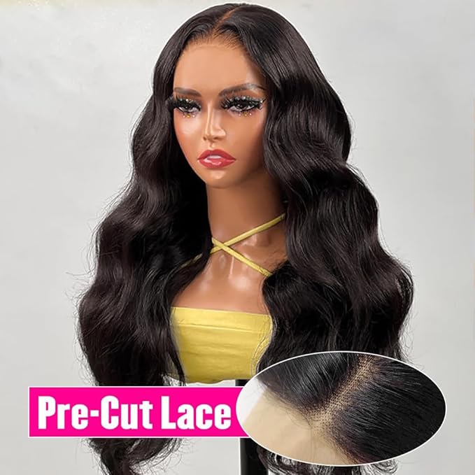 5x5 HD Lace Closure Wigs Human Hair 24 Inch Wear and Go Glueless Wigs Human Hair Pre Plucked Pre Cut 180% Density Body Wave Lace Front Wigs Human Hair 3 Seconds to Wear Glueless Wigs for Women