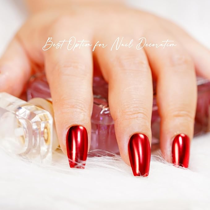 Chrome Nail Powder Metallic Mirror Pigment Dust for Gel Manicure Nail Art Decoration Silver Gold Red Purple Blue Brown 6 Colors Kit 0.5g/Jar (TA 6 Pcs Set-02)