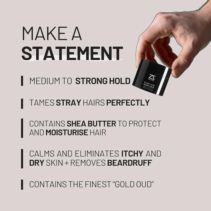 Black Oud Beard Care Kit - Non-Greasy, Premium Balm with Shea Butter | Ultimate Softener and Conditioner for Men, 50mL
