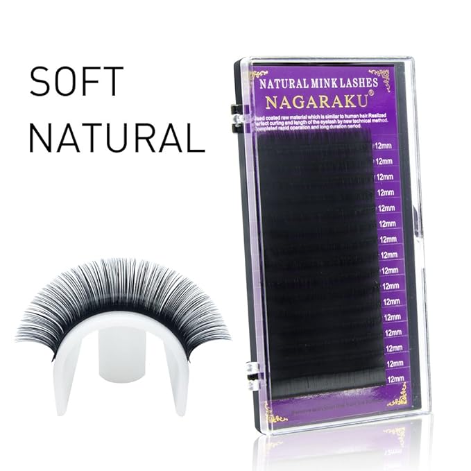 NAGARAKU Eyelash Extensions 0.10 mm D curl 15mm Premium Individual Classic Lashes Soft Natural Matte Black 16 rows Professional Beauty Salon Supplies