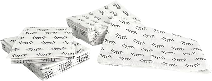 Disposable Lashing Dental Bib | 125 Pack | Size 13x18" inches | Eyelash Extension Supplies | White Bib with Simple Lash Print Design
