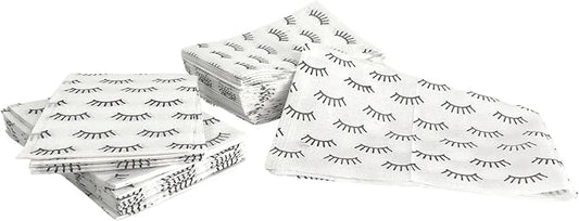 Disposable Lashing Dental Bib | 125 Pack | Size 13x18" inches | Eyelash Extension Supplies | White Bib with Simple Lash Print Design