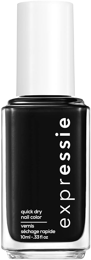 Essie expressie, Quick-Dry Nail Polish, 8-Free Vegan, True Black, Now Or Never, 0.33 fl oz (Pack of 2)