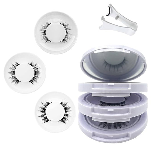 Meylora Magnetic Lashes,Meylora Magnetic Eyelashes with Applicator Reusable Magnet Eyelashes without Eyeliner Natural Look No Glue or Liner Needed(Natural+Simple+Iris)