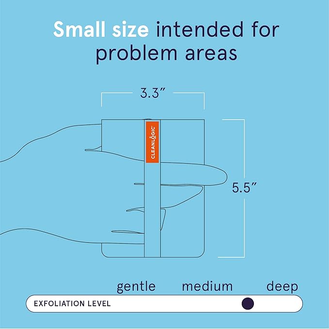 Cleanlogic Detoxify Purifying Charcoal Infused Exfoliating Body Scrubber, Reusable Exfoliator Tool for Smooth and Softer Skin, Daily Skincare Routine, 3 Count Value Pack