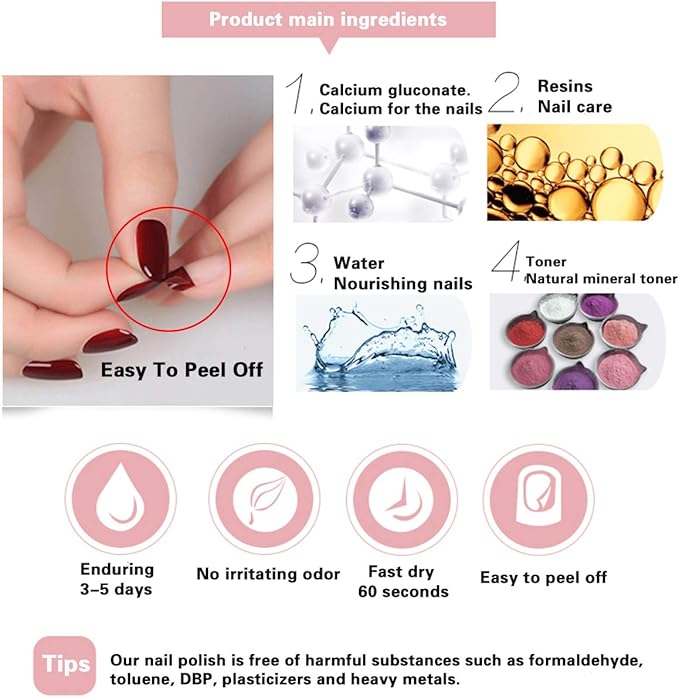 Non Toxic Nail Polish Set, Easy Peel Off and Fast Dry Nail Polish Set for Pack, Eco Friendly & Organic Water Based Nail Polish for Women,Teens (18 Bottles)