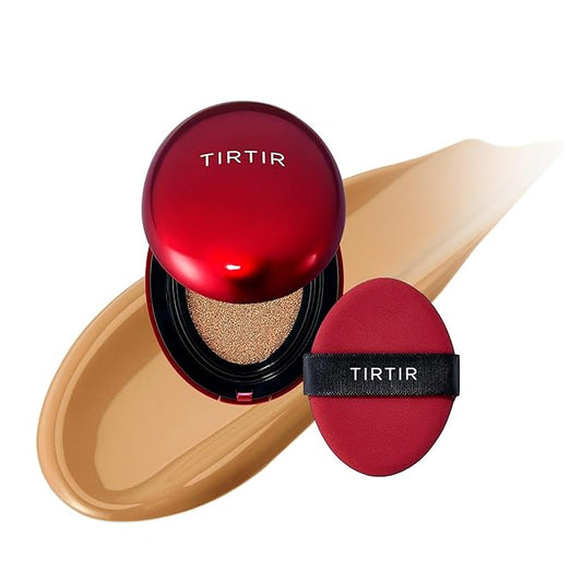 [*Mini Size*] TIRTIR Mask Fit Red Cushion Foundation | Full coverage, Weightless, Skin fit, Satin Glow Finish, Korean Makeup Cushion Foundation (#31N French Beige, 0.15 Fl Oz)