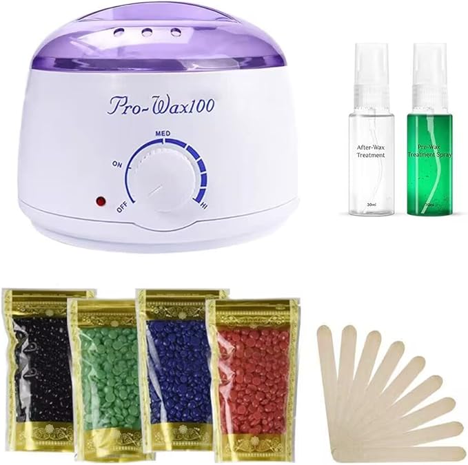Portable Electric Wax Warmer Kit for Total Body Hair Removal - Melting Pot Hot Wax Heater with Accessories for Facial, Bikini, Armpit Waxing at Home for All Genders