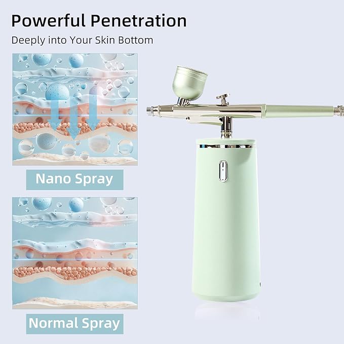 Facial Oxygen Spray Machine - High Pressure Nano Facial Steamer with 0.3mm Nozzle - Rechargeable Portable Nano Mist Injector Sprayer for Deep Moisturizing Face Skincare