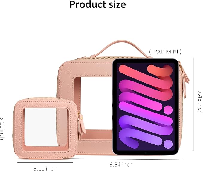 Clear Makeup Bags TSA Approved Toiletry Bag Handle Large Opening,Clear Toiletry Bags for Carry-on Traveling Travel Car Accessories Essentials Organziation Storage for Women Girls(Pink, Mini&Large)