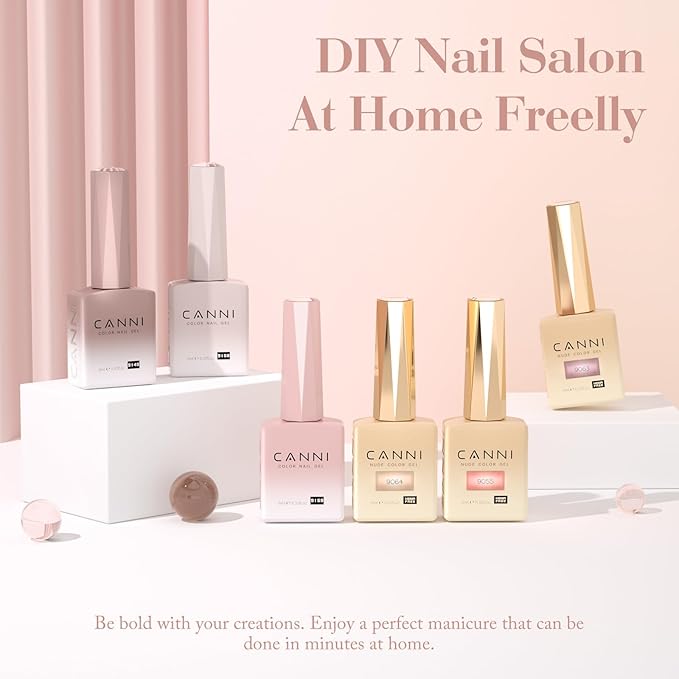 CANNI Jelly Gel Nail Polish Set, 6 Colors 9ML Nail Sheer Light Pink Transparent Nude Brown Gel Nail Polish Soak Off Uv LED Lamp Nail Art Design Manicure Salon for Women