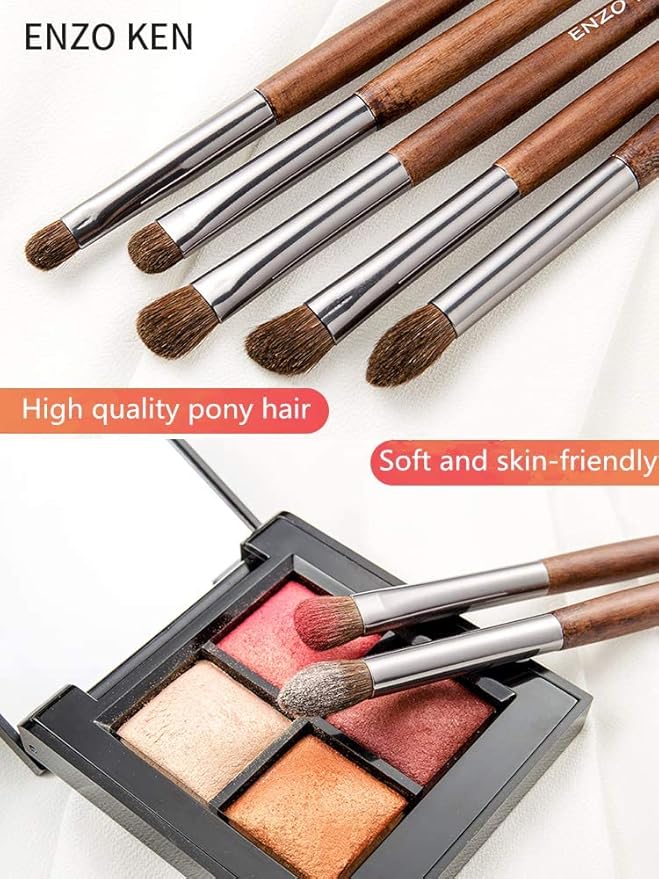 Natural Pony Hair Eye Shadow Brush Set, Small Eyeshadow Brushes Set, Eye Makeup Brushes Set Professional, Small Nose Contour Brush, Angled Eyeshadow Brush, Eye Brush, Eyeshadow Blending Brush