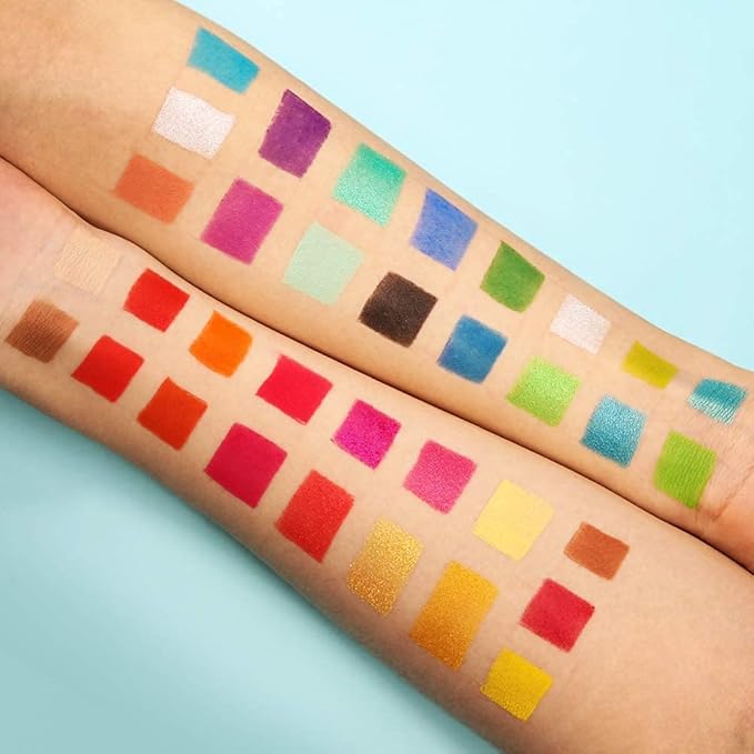 Docolor 17Pcs Colorful Makeup Brushes Set + 48Colors BOOM Eeyshadow Palette, Ultra Pigmented Matte Shimmer Metallic Natural Blendable Cream Powder Long Lasting Waterproof Make Up Eye Shadow Palettes