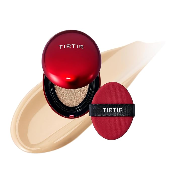 [*Mini Size*] TIRTIR Mask Fit Red Cushion Foundation | Full coverage, Weightless, Skin fit, Satin Glow Finish, Korean Makeup Cushion Foundation (#21W Natural Ivory, 0.15 Fl Oz)