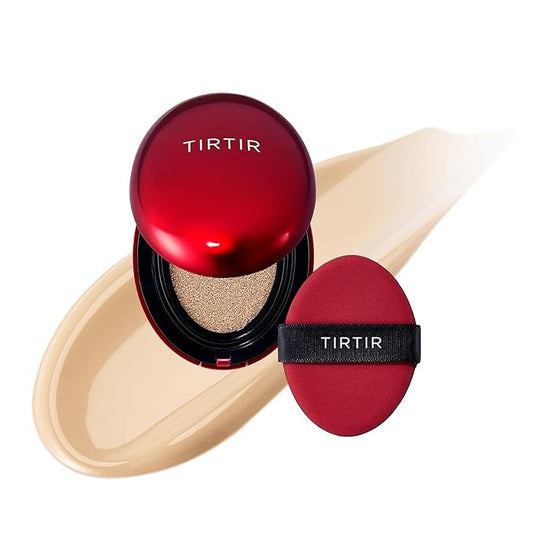 [*Mini Size*] TIRTIR Mask Fit Red Cushion Foundation | Full coverage, Weightless, Skin fit, Satin Glow Finish, Korean Makeup Cushion Foundation (#21W Natural Ivory, 0.15 Fl Oz)