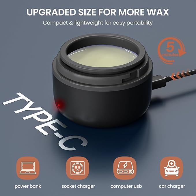 Nose Wax Kit Men, Ear Hair Removal For Men, Ear Hair Waxing Kit with 100 g Wax, 40 Nose Sticks, 20 Times Use, Usb Rapid Heating, Constant Temperature, Painless, Black