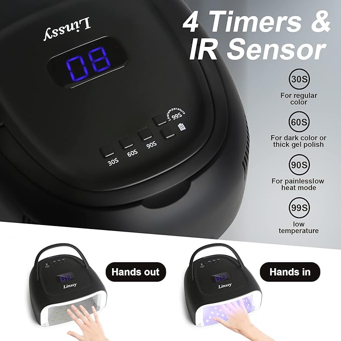 60W Rechargeable UV LED Nail Lamp, Faster Wireless Nail Dryer Gel Polish Light 42 Beads & Portable Handle, Professional Curing Lamp for Fingernail and Toenail (Black)