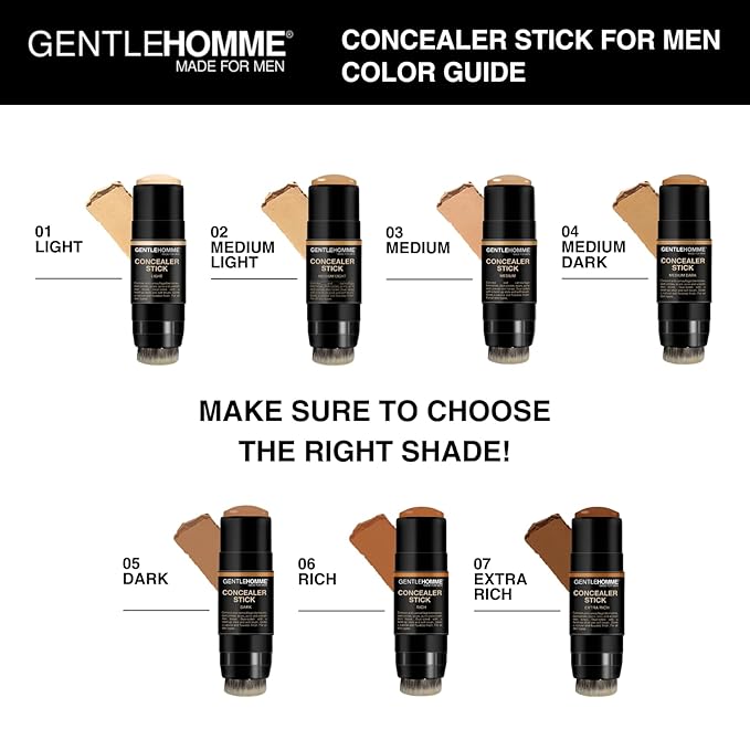 Men's Concealer Stick with Brush for Dark Circles Eraser, 4 Shades, Light