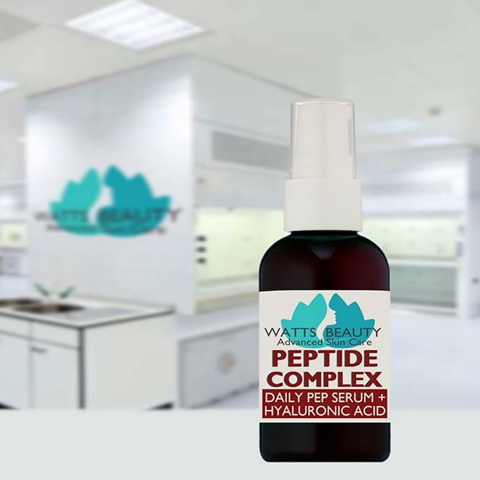 Peptide Anti-Aging Face Serum - Hyaluronic Acid and Collagen Boosting Peptides Daily Face Care Polypeptide Complex with L-Arginine Firms Wrinkles and Boosts Collagen - 1 oz Pump Bottle