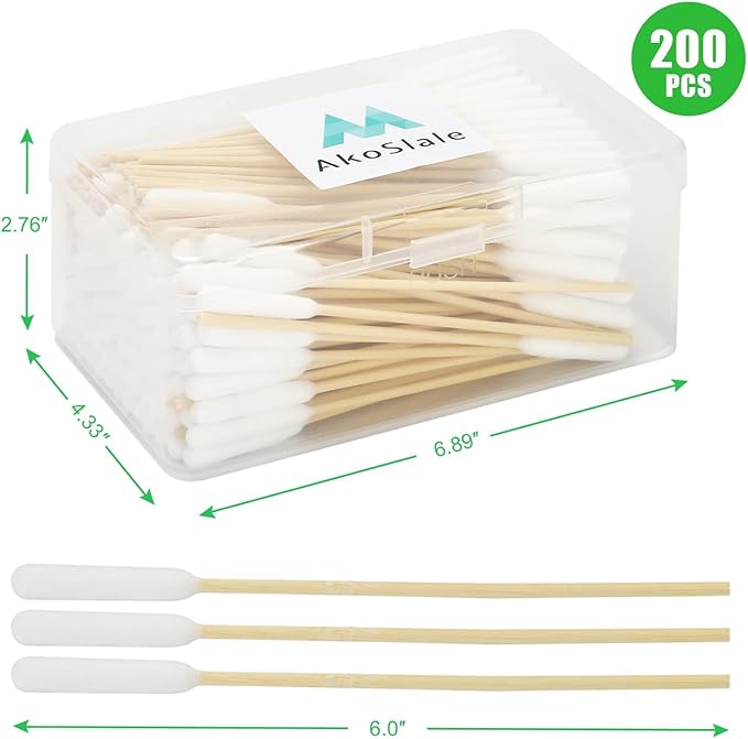 Dog Ear Cleaner Q Tips, 200pcs, 6 Inch Long Cotton Swabs for Dogs - Biodegradable Ear Cleaning Swabs for Pet Ear Infection Treatment and Wax Removal