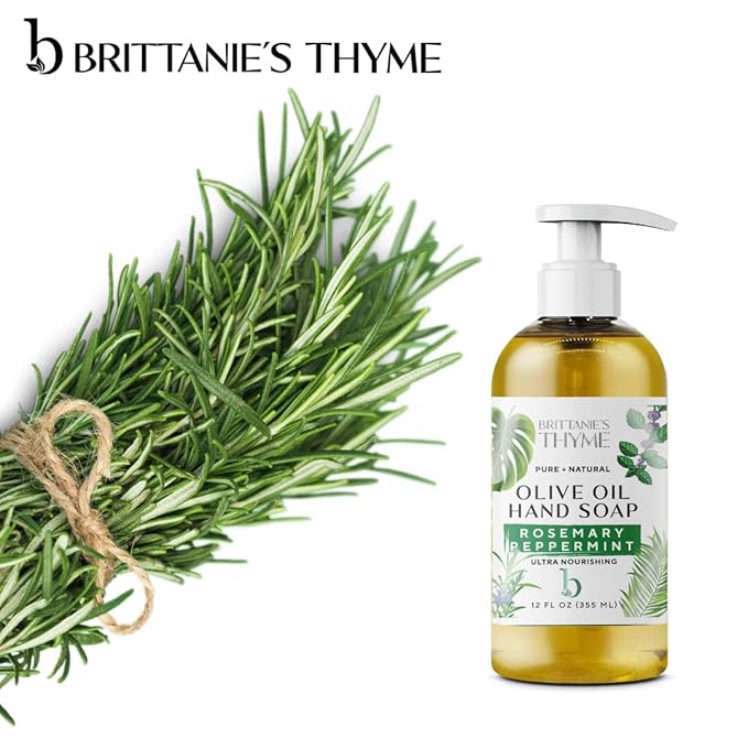 Brittanie’s Pure Castile Liquid Soap Refill, Rosemary Peppermint, 12 Ounce 3 Pack | Dish Soap, Hair & Body, Home, Gentle and Pure, Made with Natural Luxurious Oils, Vegan & Gluten Free Non-GMO