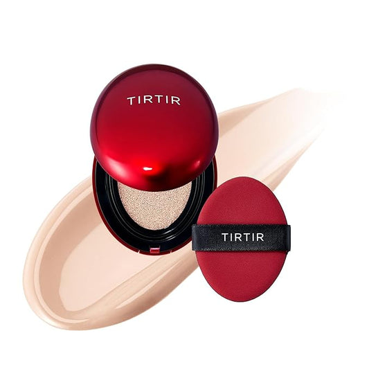 [*Mini Size*] TIRTIR Mask Fit Red Cushion Foundation | Full coverage, Weightless, Skin fit, Satin Glow Finish, Korean Makeup Cushion Foundation (#17C Porcelain, 0.15 Fl Oz)