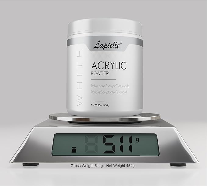 Professional Acrylic Powder for Nail Art. Long-lasting, Large capacity and quick dry. Quality Salon Manicure Nail extension CLEAR, PINK, & WHITE (16oz) (White)